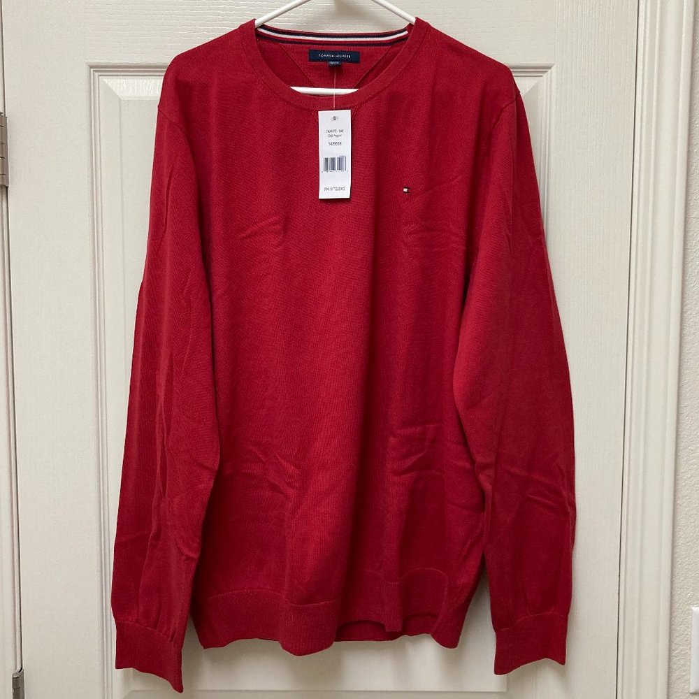 Tommy Hilfiger Crewneck Pullover Sweater XXL Chili Pepper Red NWT 100% Cotton